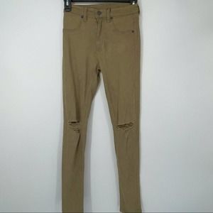 CARMAR ROBIN DISTRESSED TAN STRETCH SKINNY JEANS SIZE 25